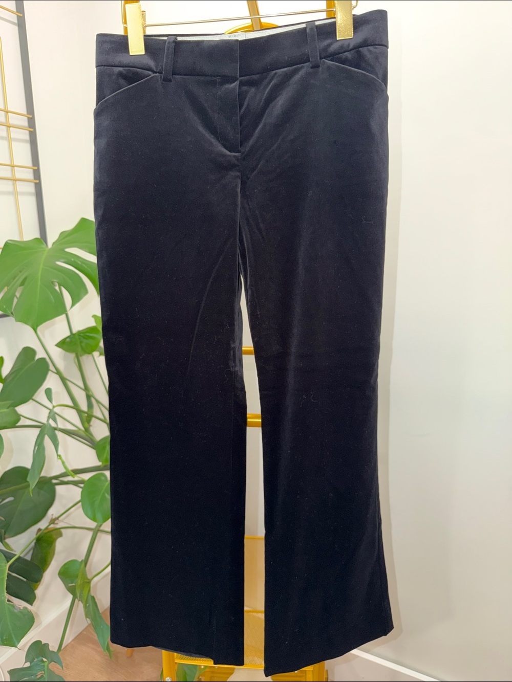 Theory Black Velvet Wide-Leg Jeans